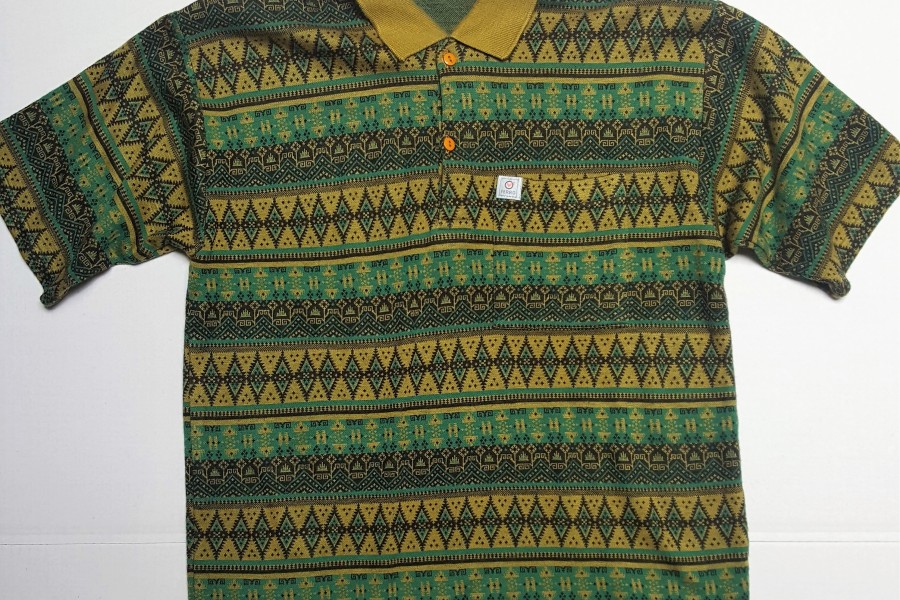 ferro vintage knit polo in green pattern
